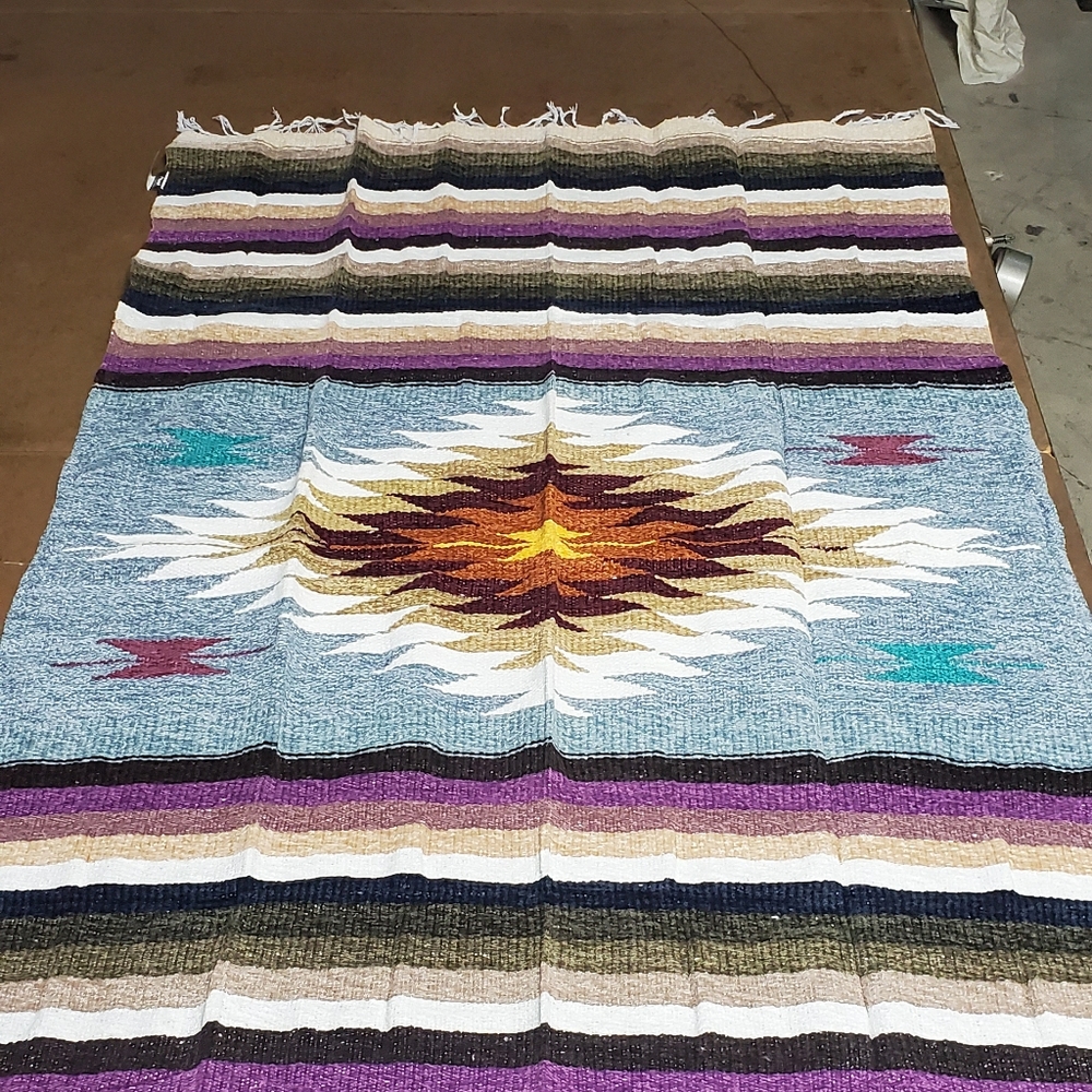 Hand woven chenille blanket with fringes